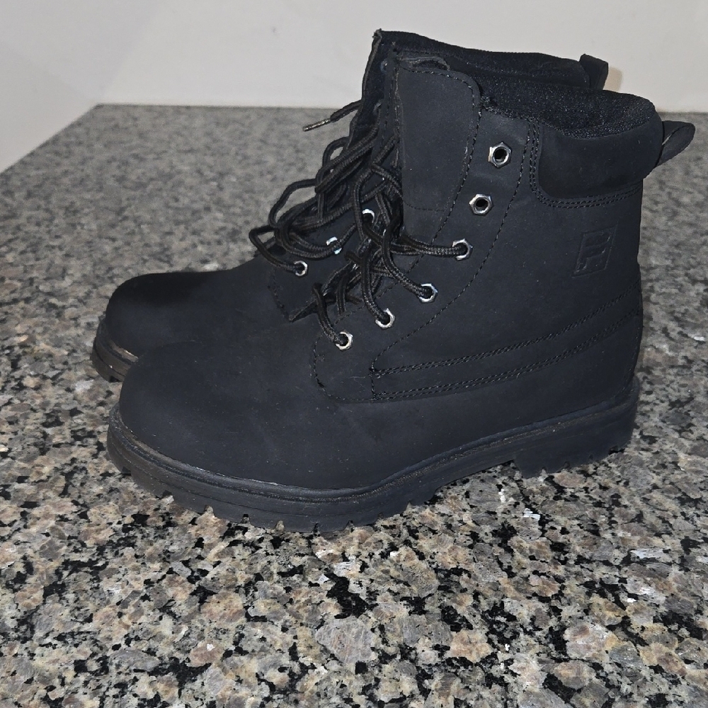 Fila Black Combat Moto Boots with Rugged Sole